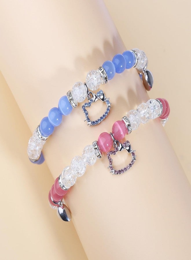 Korotho Best Friend Bracelet Gifts Kitty Matching Friendship Bracelets for Women, Birthday Gifts for Best Friends Bff Friendship Jewelry for Sister Bestie Pink Promise Gift (HH) - Image 3